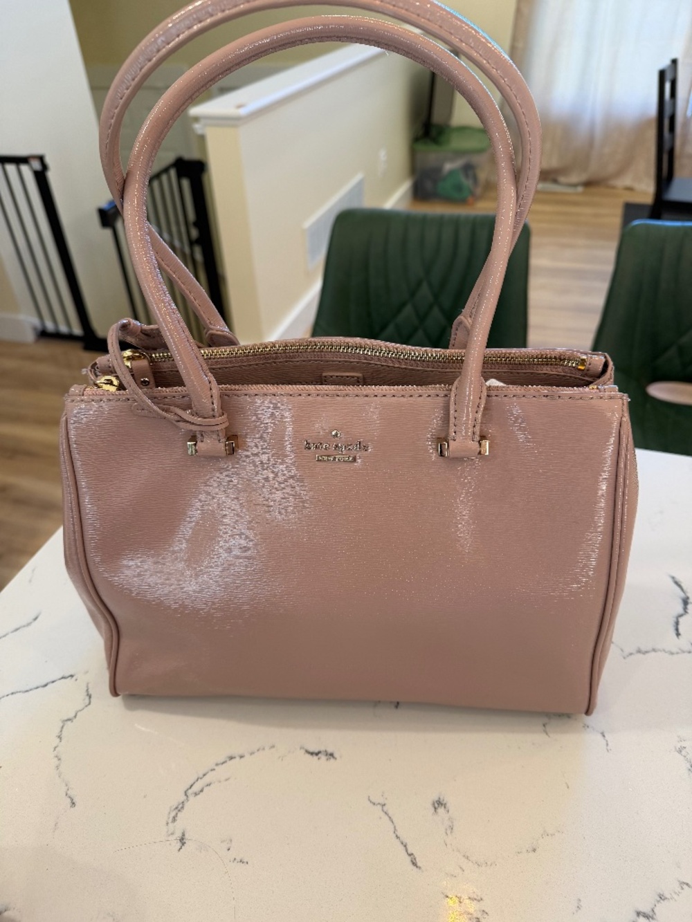 Kate Spade New York Blush Taupe Patent Tote Gold Hardware